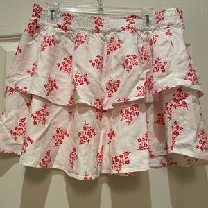 H&M Linen Blend Skirt in White and Red
